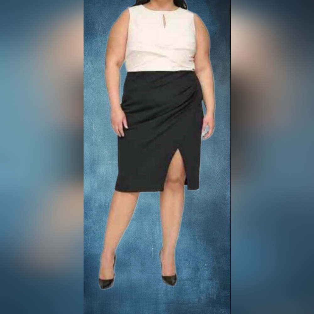 DKNYPlus Colorblock Keyhole Sheath Dress Size 22W